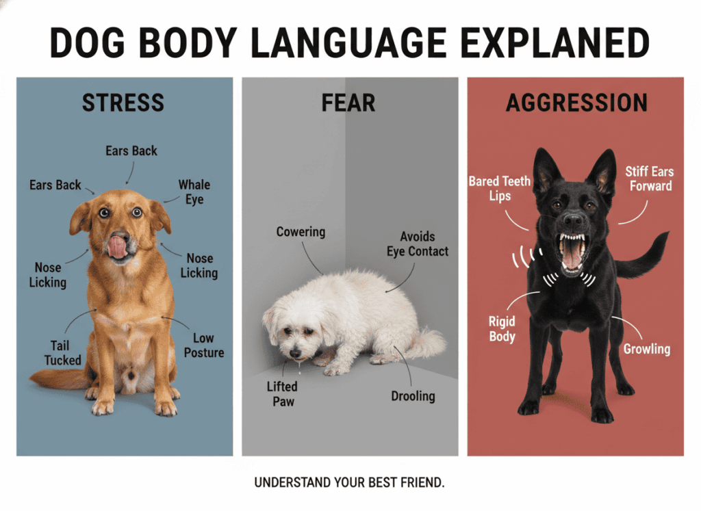 Dog Body Language Explained Signs of Stress, Fear, and Aggression